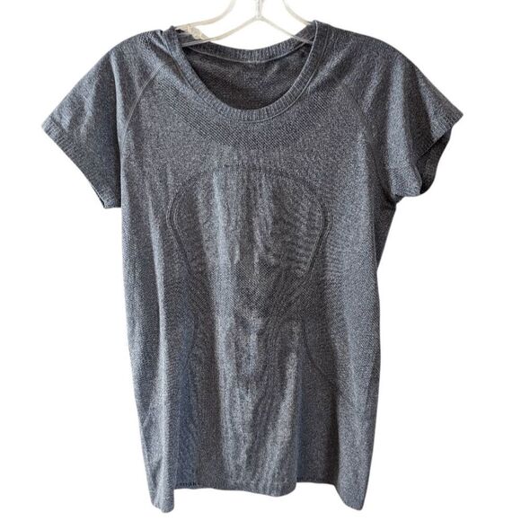 LULULEMON ATHLETICA Swiftly Tech Short Sleeve in Heathered Black Size 10 - Picture 4 of 5